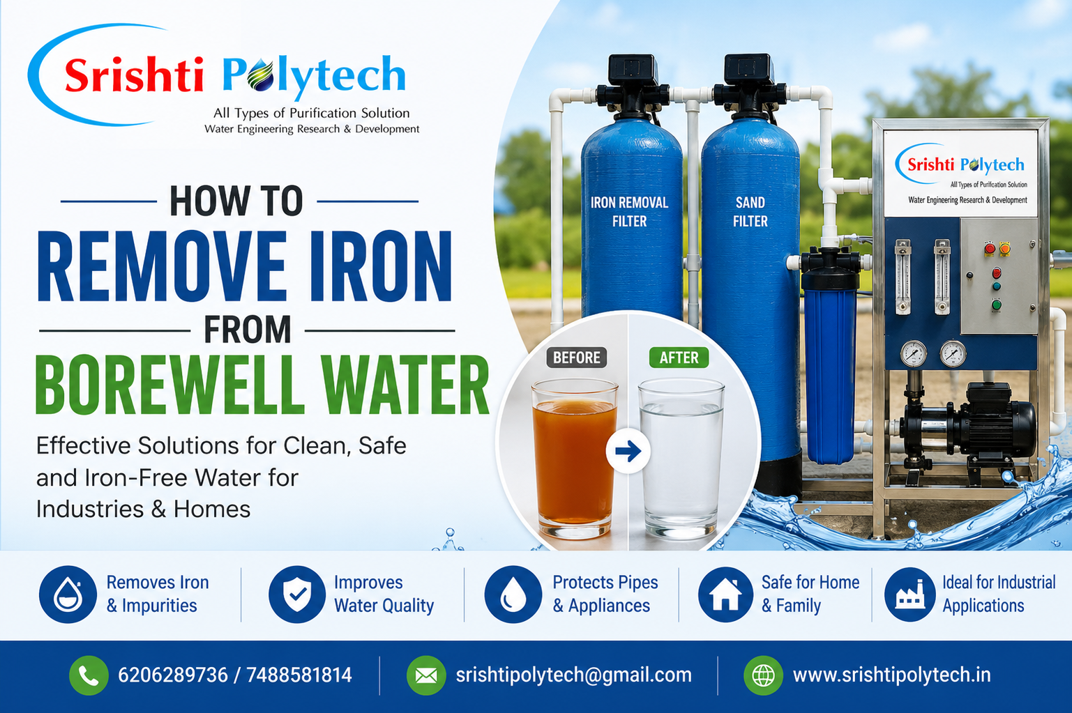 How to remove iron from borewell water ? | Industrial Water Treatment Blog - Srishti Polytech