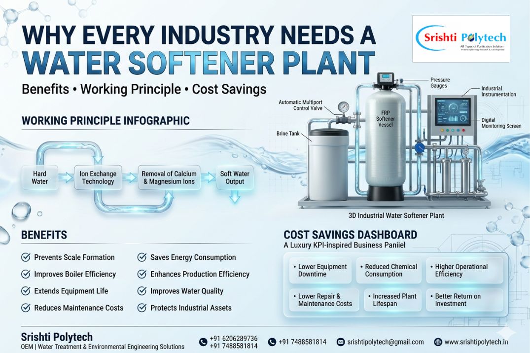Why Every Industry Needs a Water Softener Plant: Benefits, Working Principle, and Cost Savings | Industrial Water Treatment Blog - Srishti Polytech