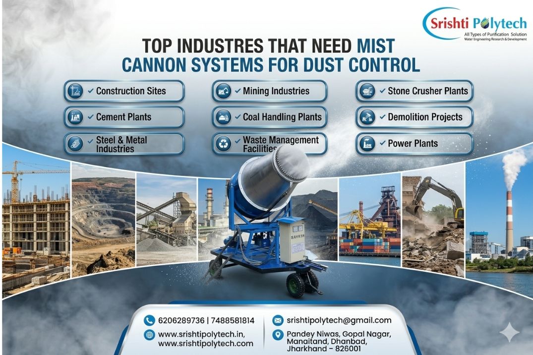 Top Industries That Need Mist Cannon Systems for Dust Control | Industrial Water Treatment Blog - Srishti Polytech